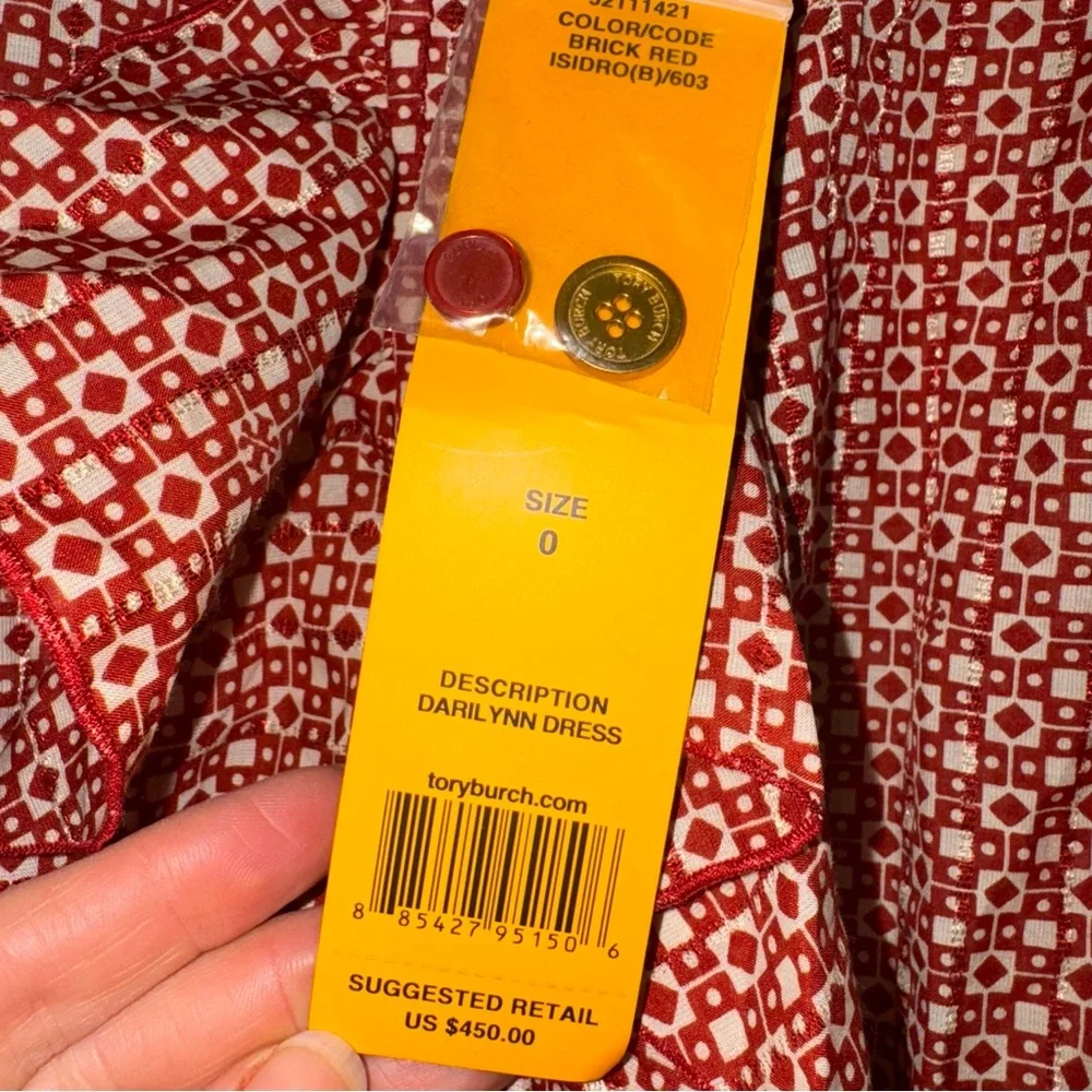 NWT Tory Burch Darilynn Ruffle Sleeveless Dress 0 Brick Red Silk Cotton